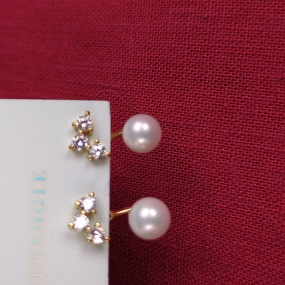 Anthropologie Monogram Earrings, Two Pair Post with Back Drop Style - Picture 3 of 6